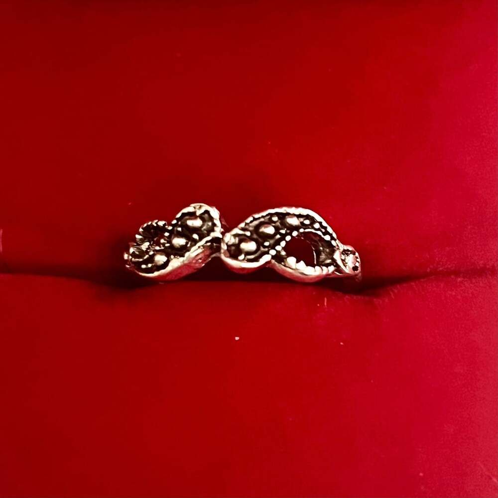 Vintage Marcasite Swirl Titanium Steel Silver Ring Size 6